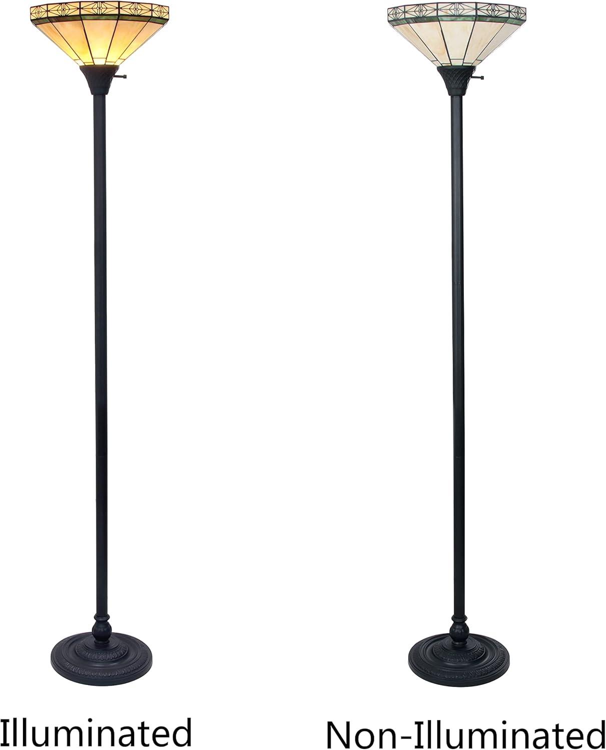 CHLOE Lighting BELLE Tiffany-style Mission Blackish Bronze 1 Light Torchiere Lamp 14" Shade