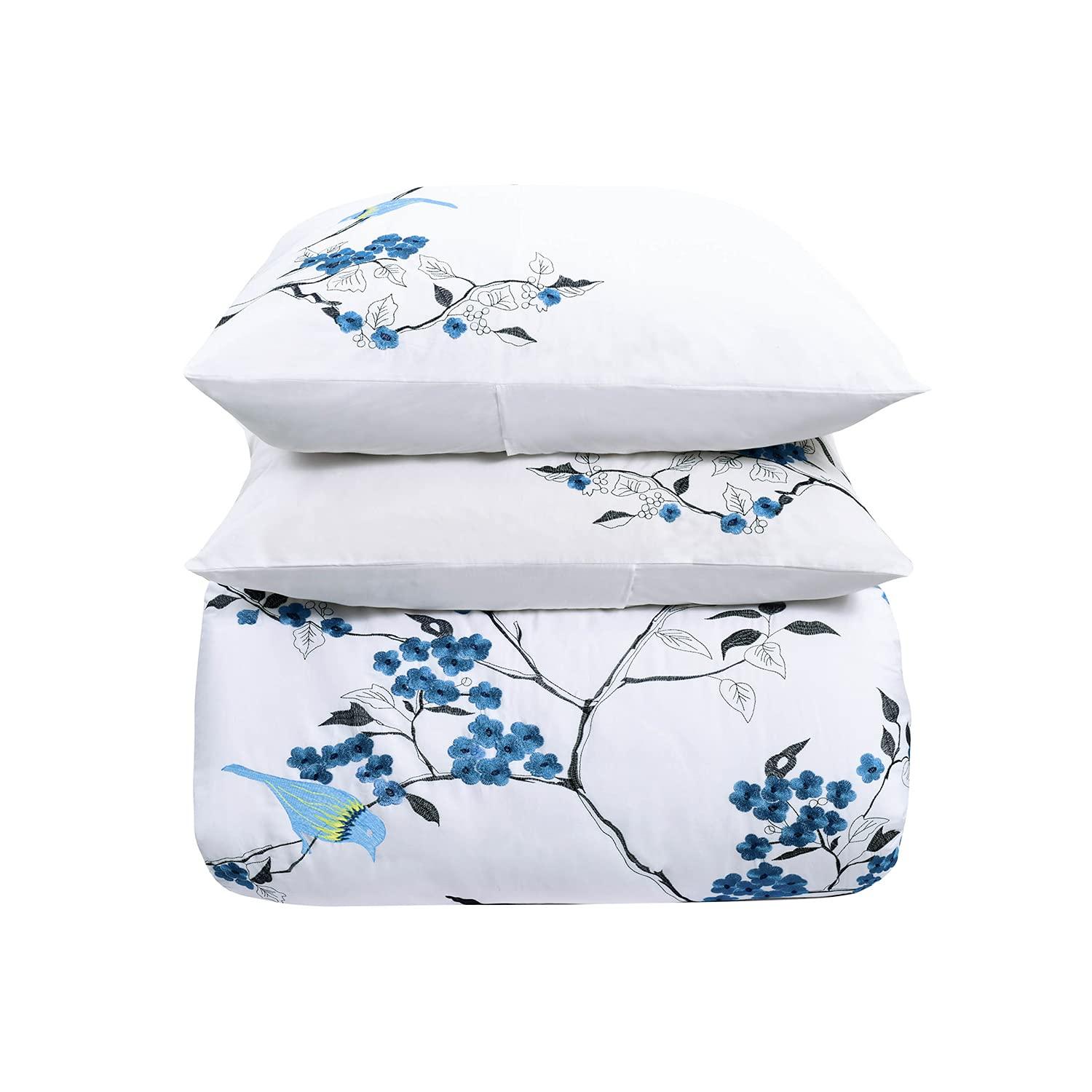 Superior Superior 100% Embroidery 3-Piece Cotton Duvet Cover Set