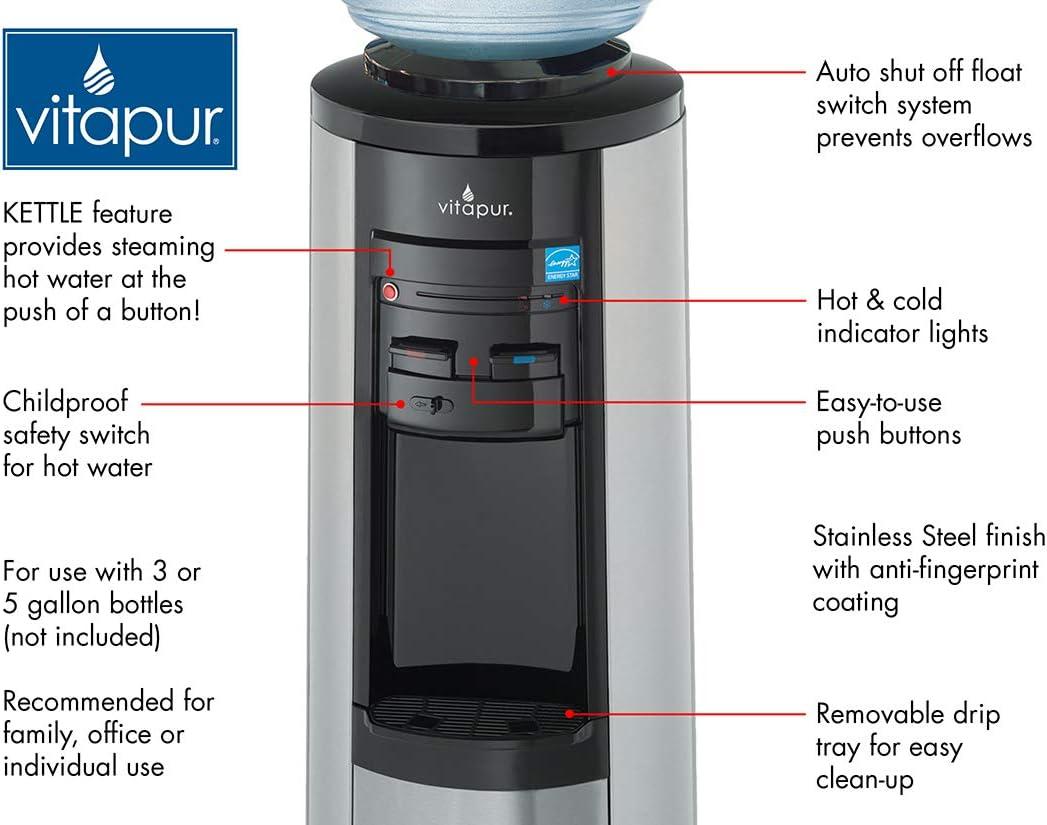 Vitapur Top Load Water Dispenser (Hot, Room and Cold) Stainless Steel