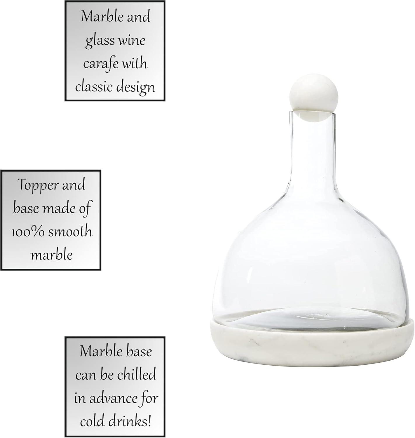 Santa Barbara Design Studio Table Sugar Marble and Glass Wine Carafe, 42-Ounce, White
