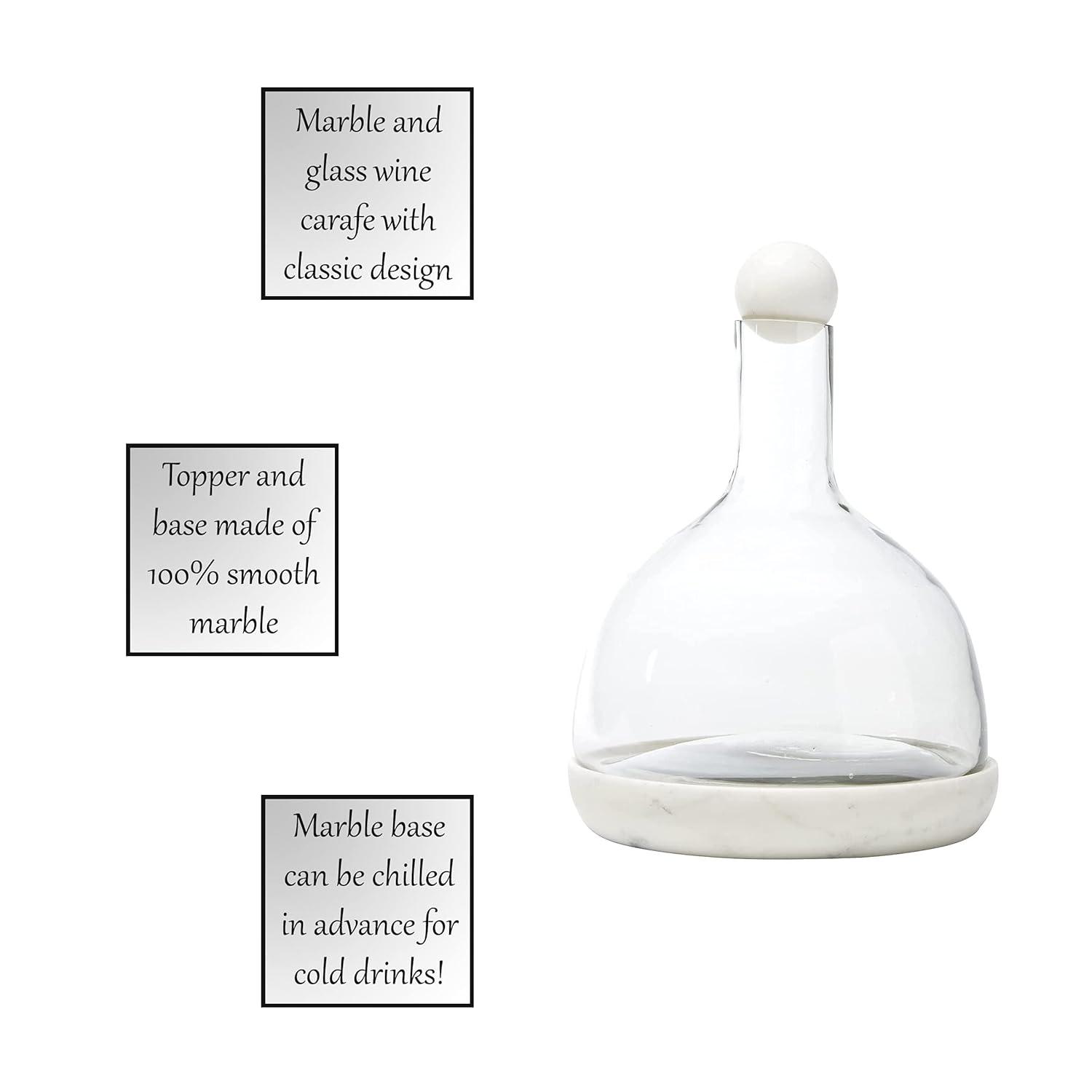 Santa Barbara Design Studio Table Sugar Marble and Glass Wine Carafe, 42-Ounce, White