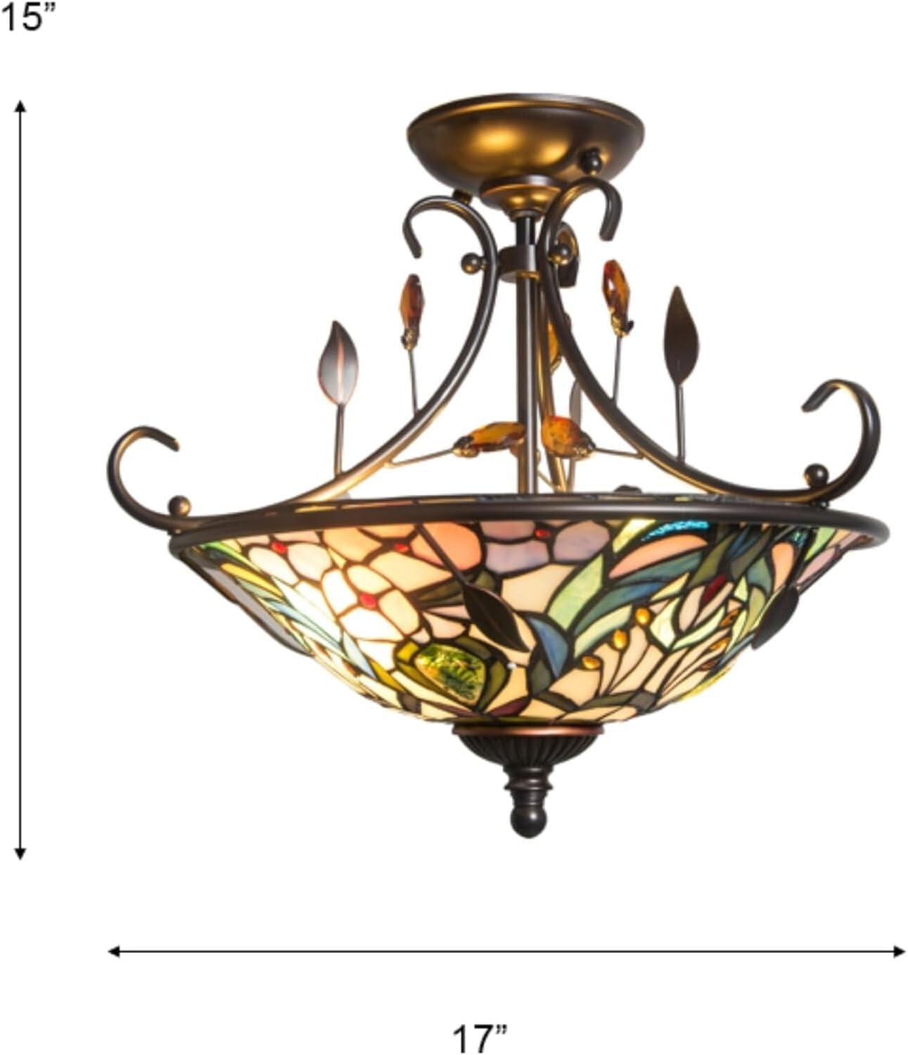 Dale Tiffany Peony Crystal Semi Flush Mount