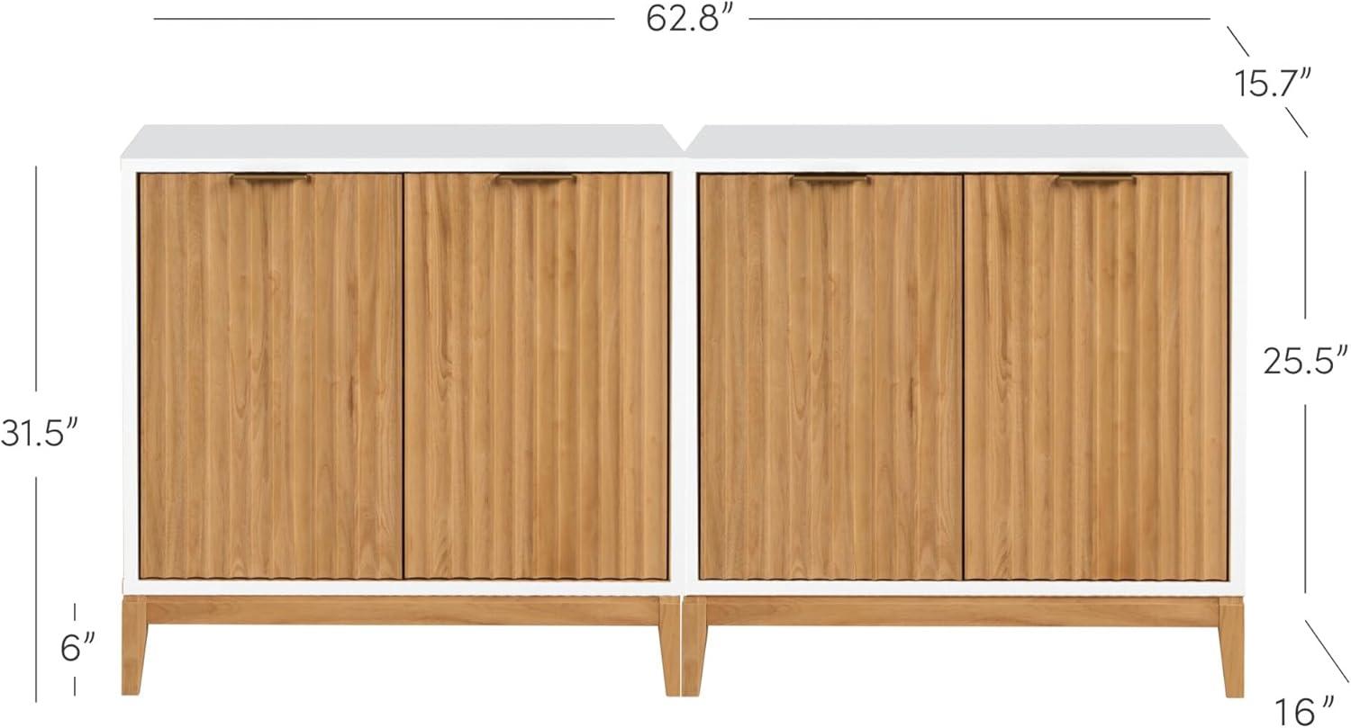 Nathan James Set of 2 Jasper Wood Fluted Console Table with Doors White