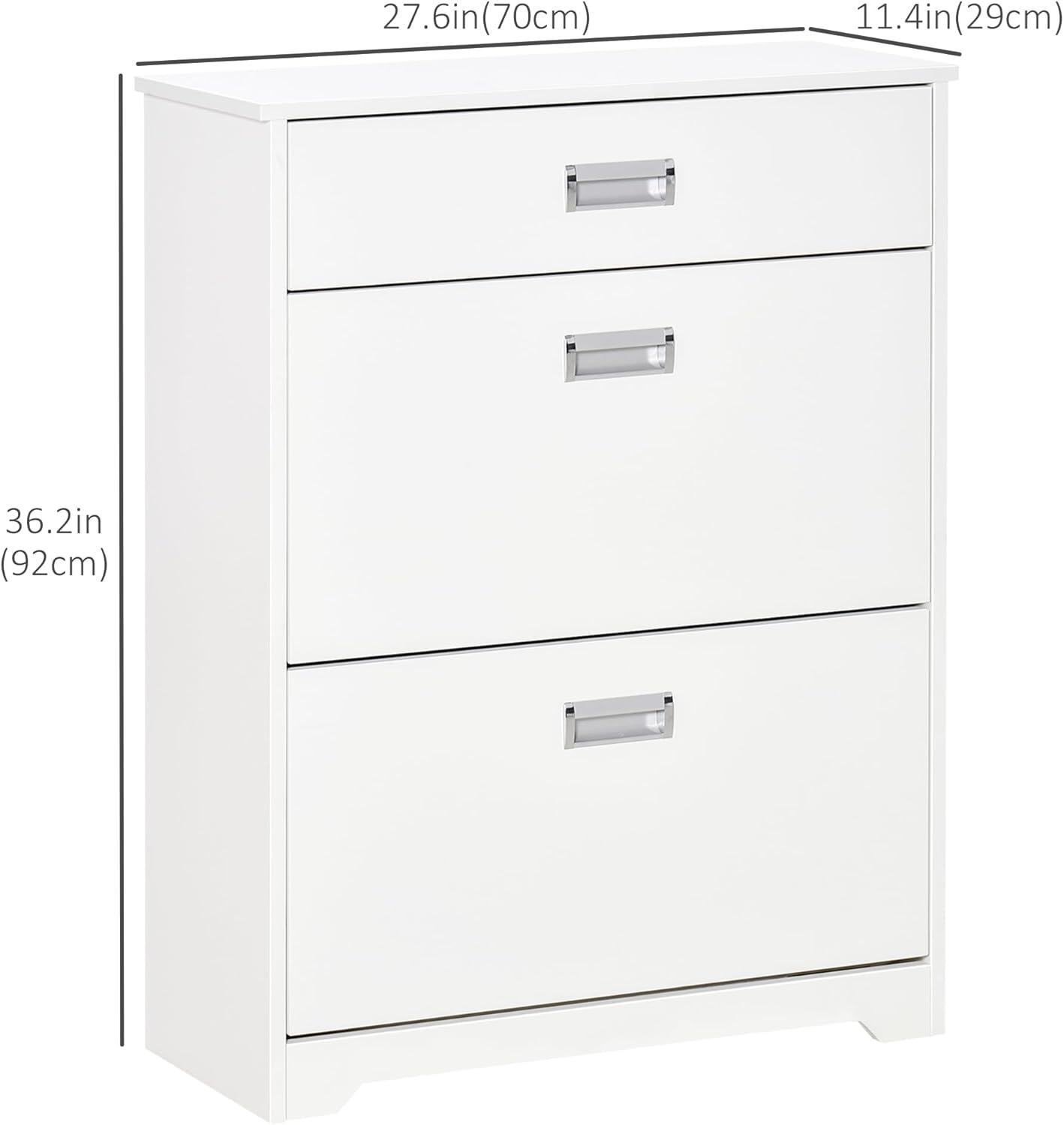 HOMCOM Adjustable Shelf Modern Shoe Cabinet with 2 Flip Doors, White, 46.2 lbs