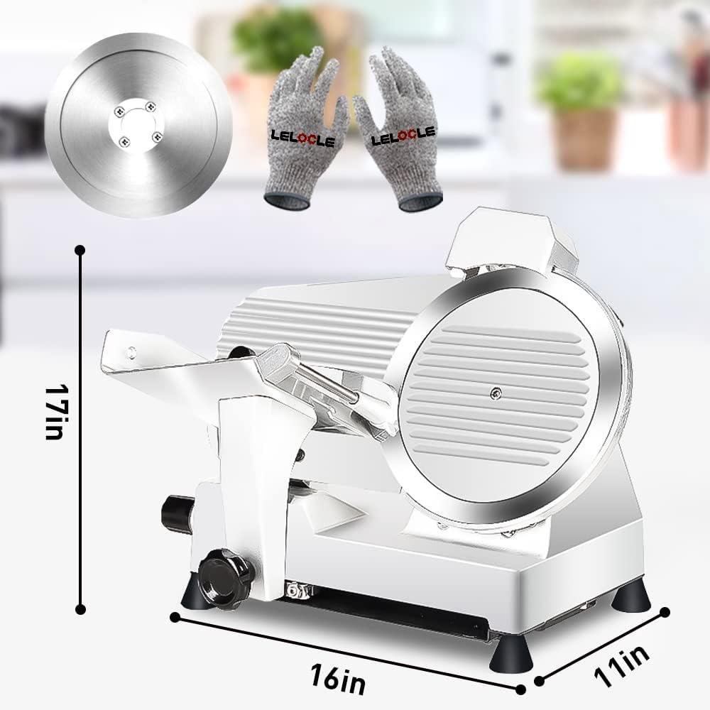 I00000 Vegetable slicers,Commercial Meat Slicer,340W Frozen Meat Cheese Deli Slicer,10 inch Electric Food Slicer,Easy to Clean,Low Noises, Home Use and for Commercial-Meat Slicer for Home