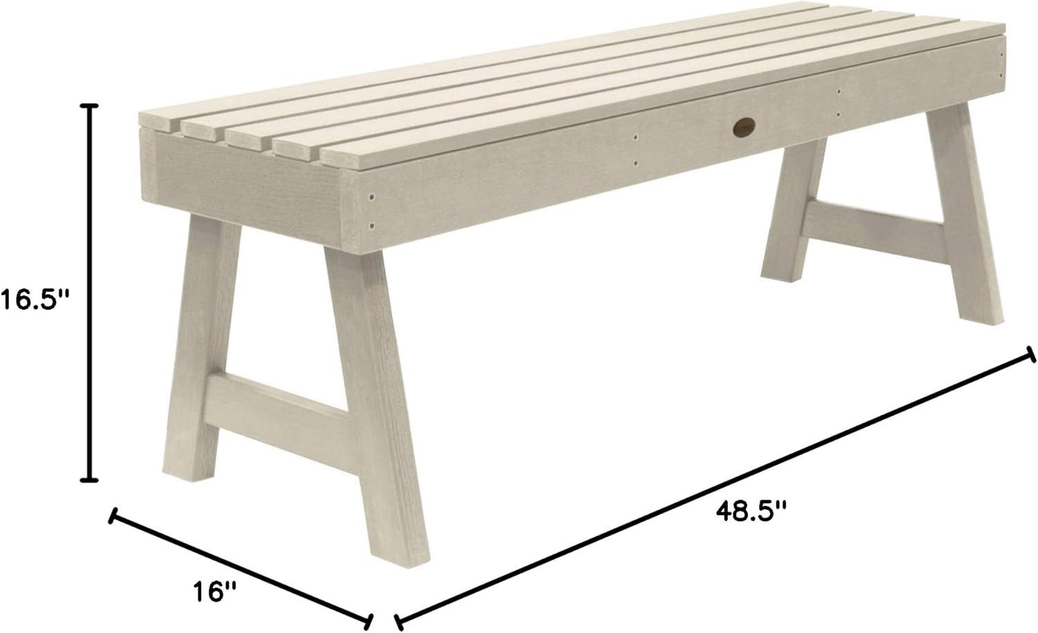 Weatherly 49" Whitewash Poly Lumber Backless Bench