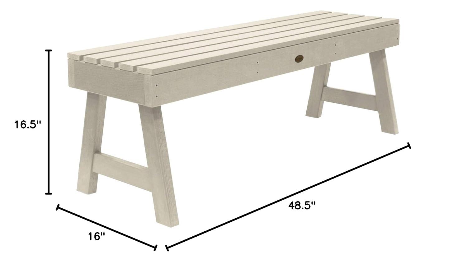 Weatherly 4 ft. 2-Person Whitewash Recycled Plastic Outdoor Picnic Bench