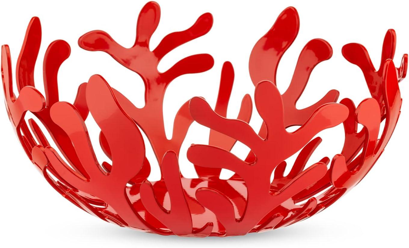 Small Red Metal Coral-Inspired Fruit Bowl