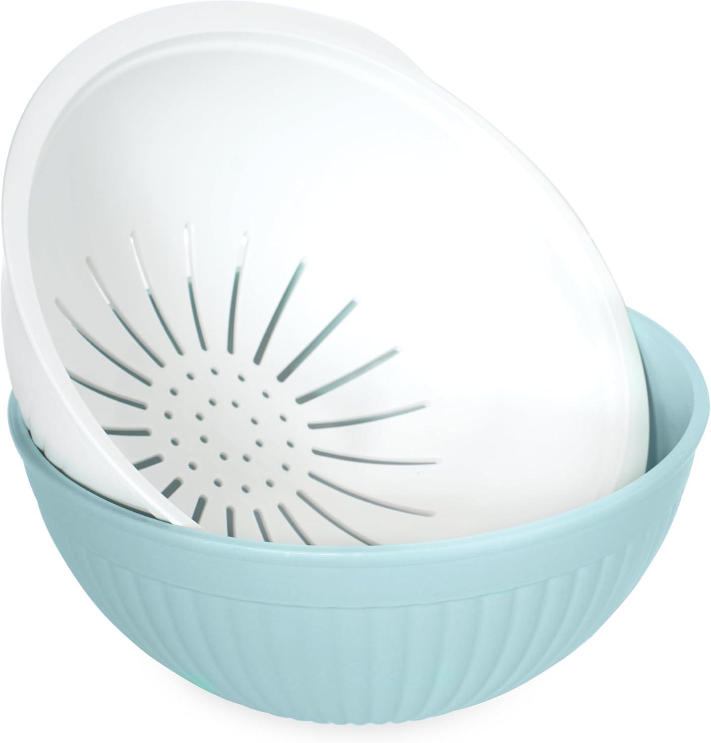 Nordic Ware 2-in-1 White and Sea Glass Colander Bowl Set