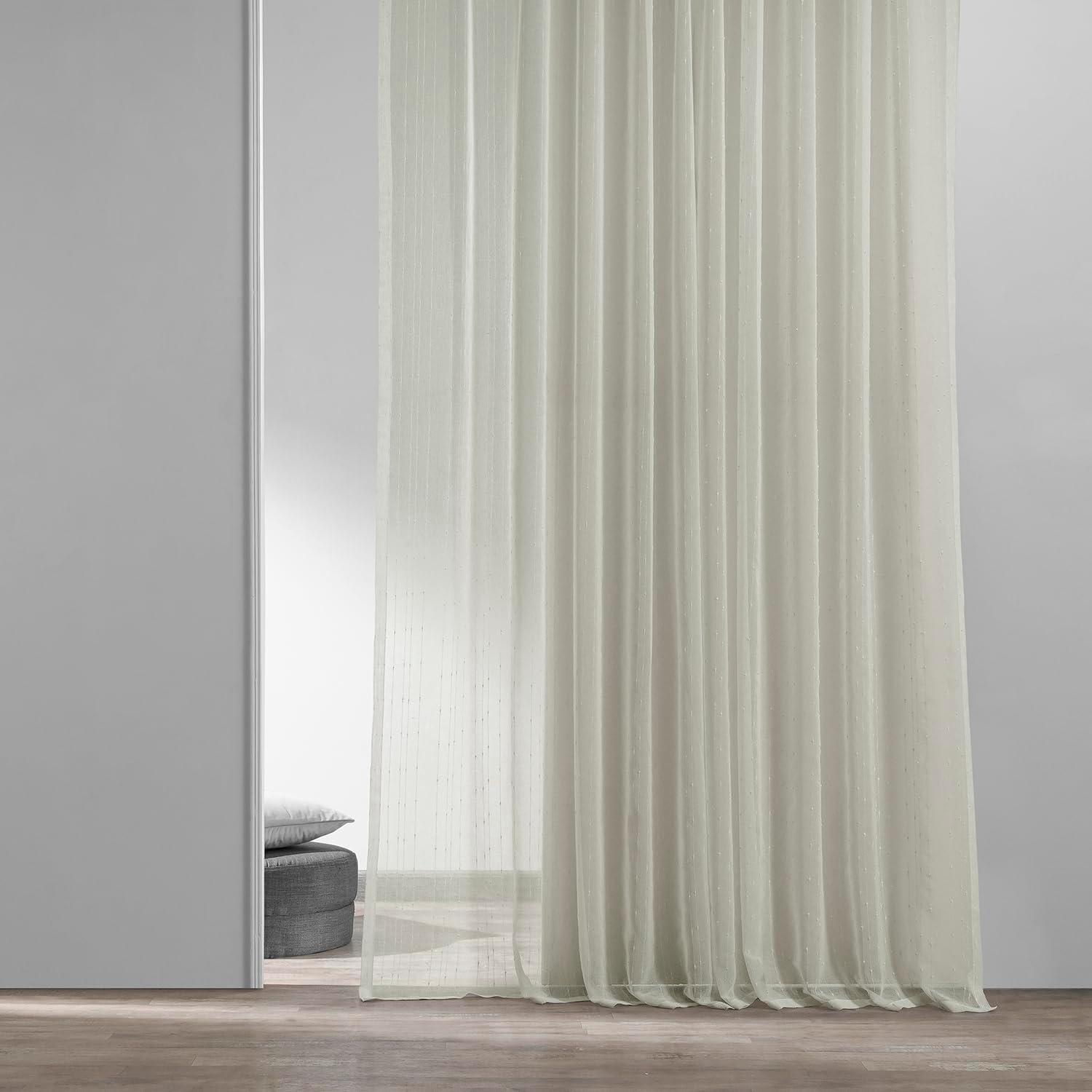 Montpellier Striped Faux Linen Sheer Curtain (1 Panel), Montpellier, 50W X 96L