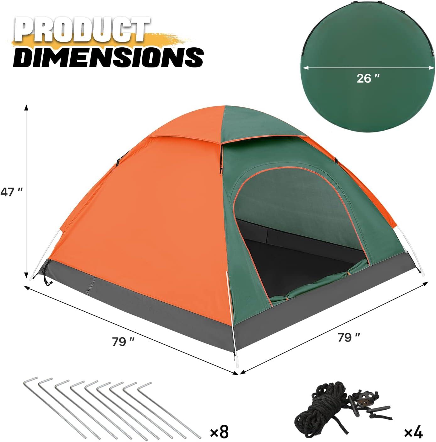 Ultralight Olive Green and Orange 2 Person Dome Camping Tent