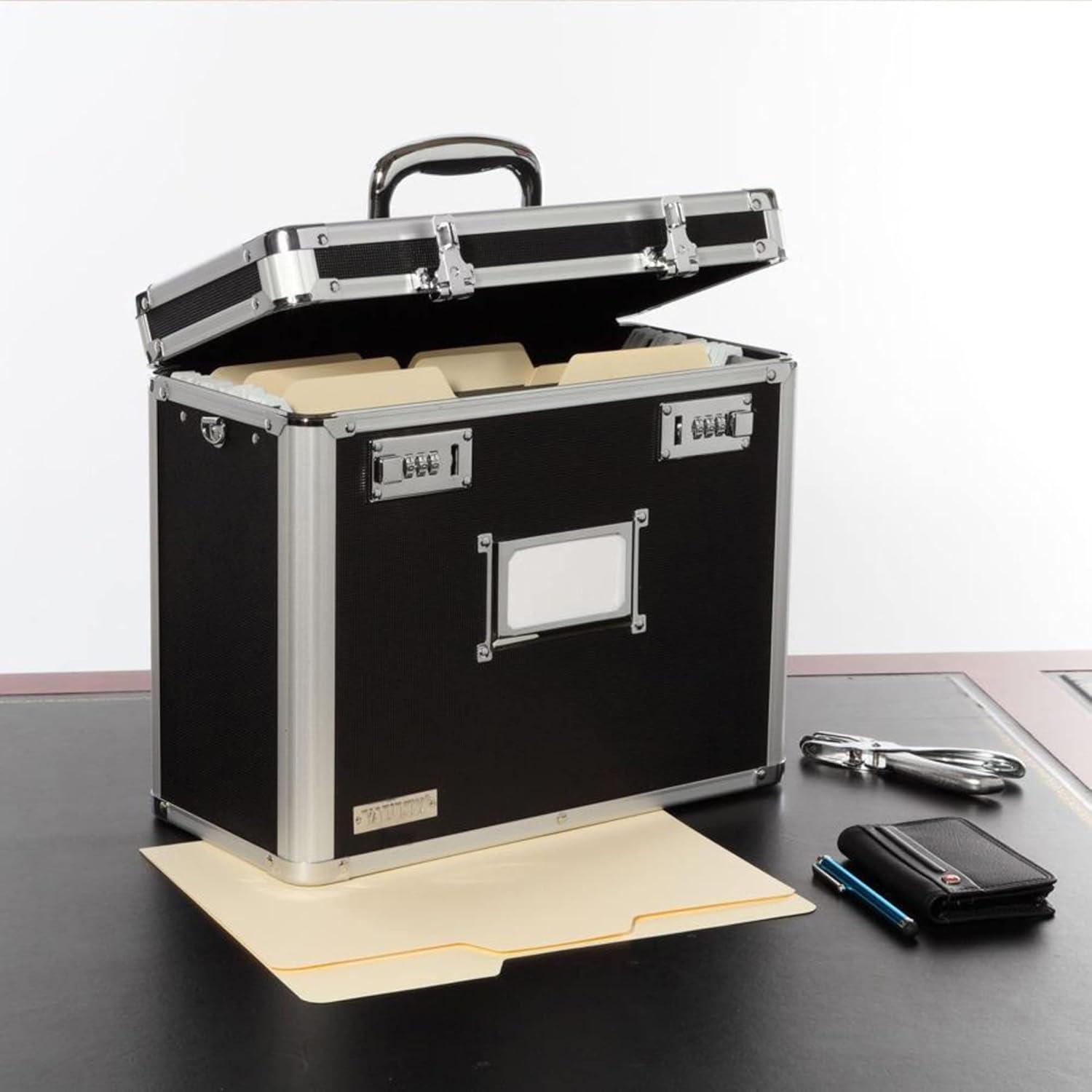 File Organizer Storage Box - Portable Locking Storage Totes With Dual Combination Locks For Filing Office Documents