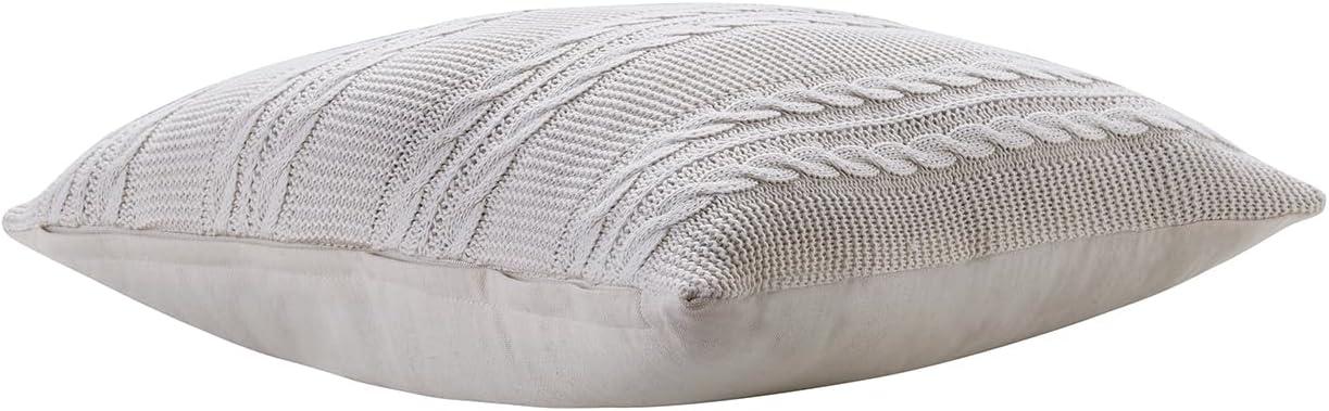 18"x18" Dublin Cable Knit Square Throw Pillow White - VCNY: Contemporary Decorative Cushion for Couch, Indoor Use, Hidden Zipper