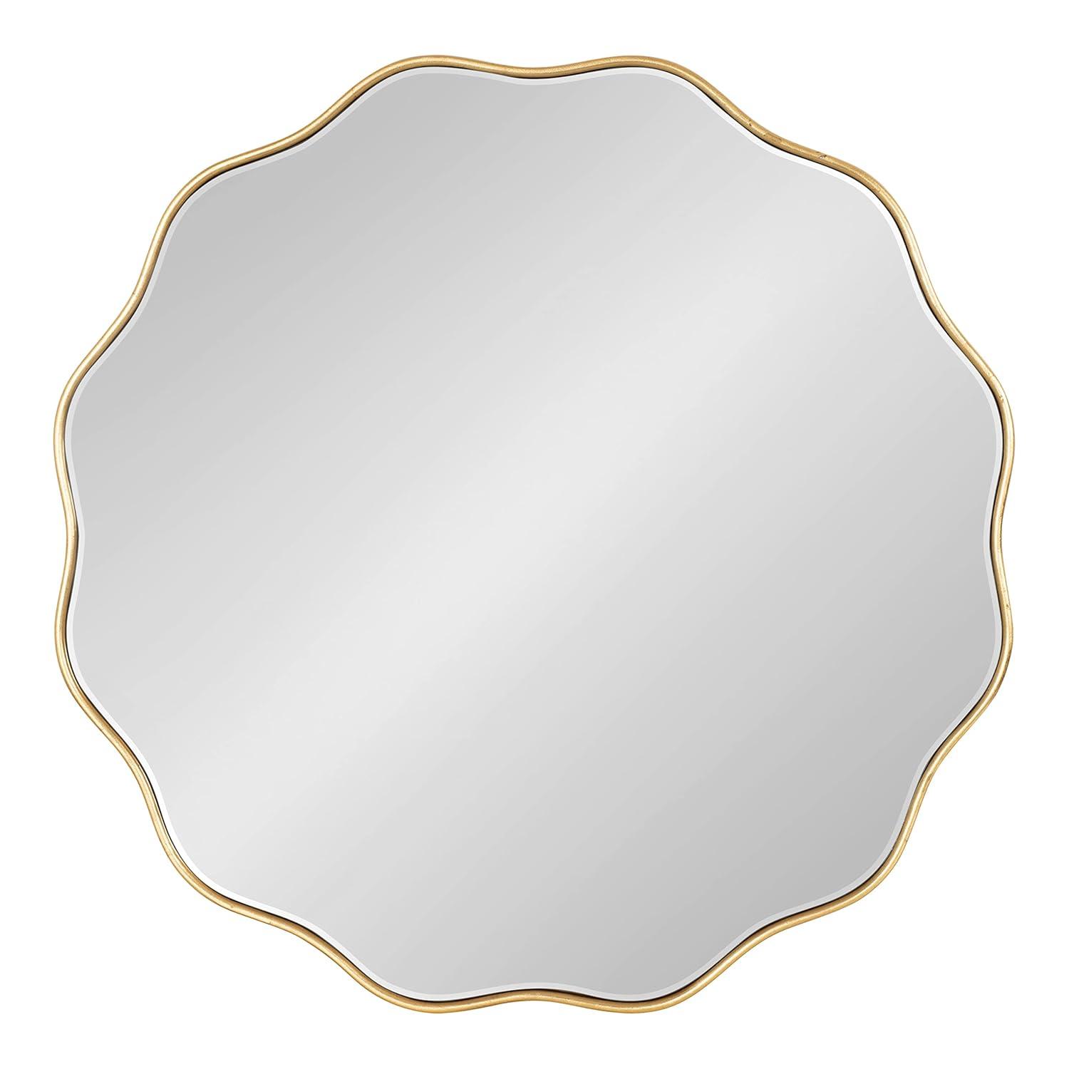 Kate & Laurel All Things Decor 26"x26" Viona Round Scalloped Mirror Gold: Modern Style, No Assembly, Wall Mounted