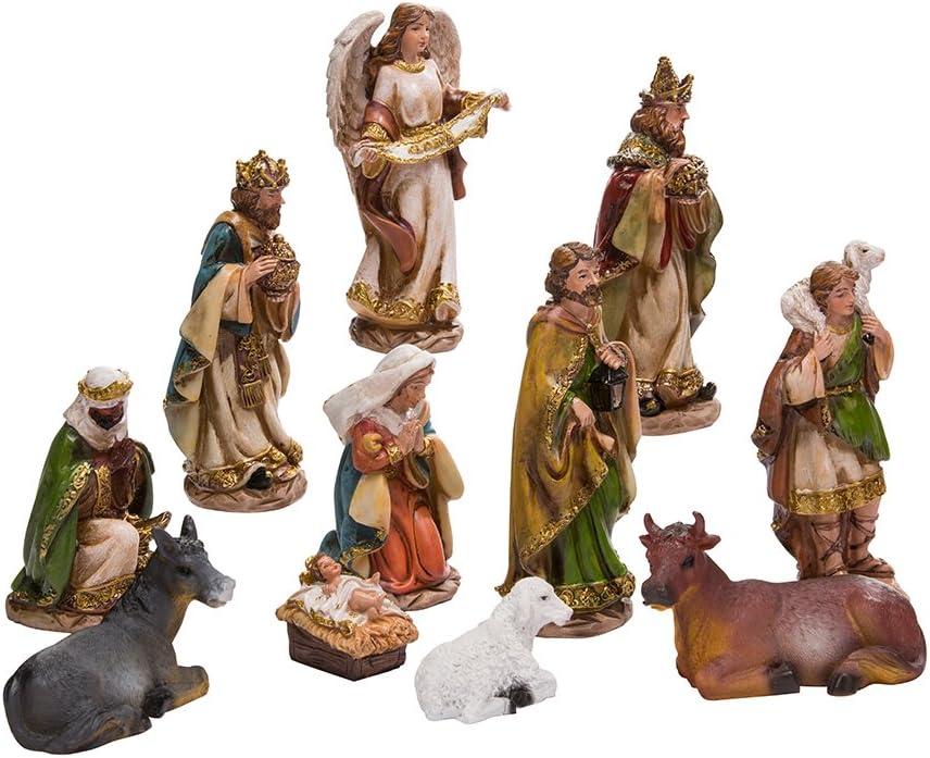 Resin Detailed Nativity Scene Set with 11 Colorful Figures