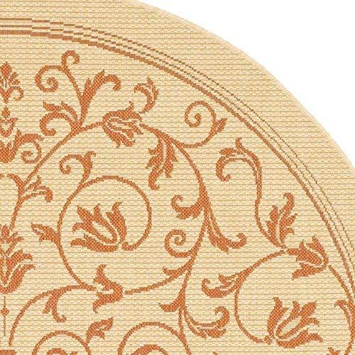 Courtyard CY2098 Power Loomed Indoor and Outdoor Area Rug - Natural/Terra - 7'10" Round - Safavieh