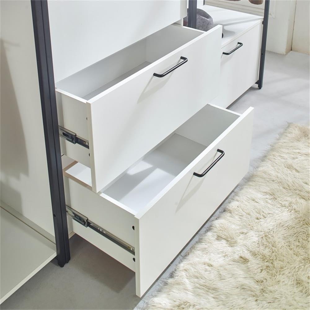 Fiona Wood and Metal Walk-in Closet with Three Drawers