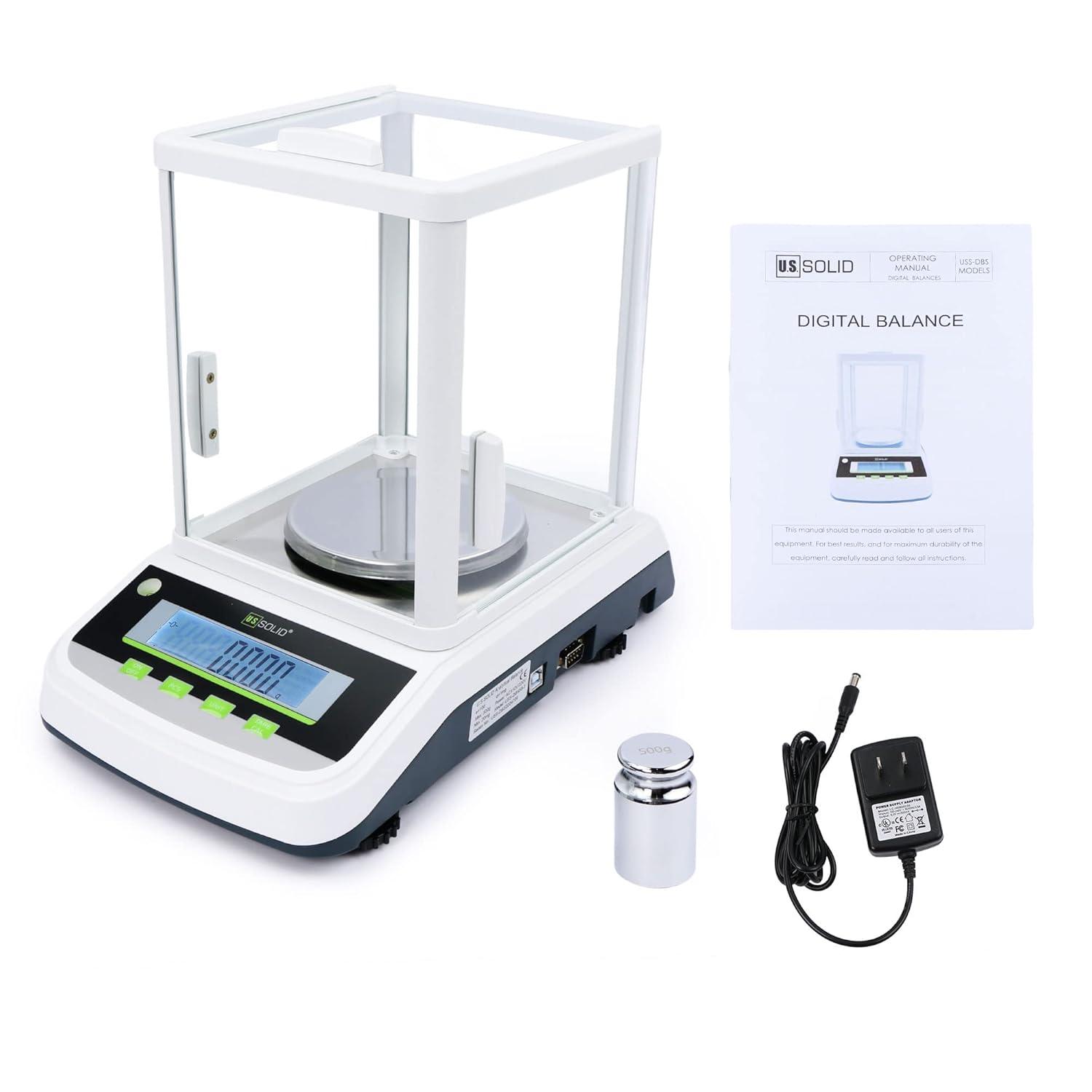U.S. Solid 1mg Analytical Balance 300g x 0.001g High Precision Digital Lab Scale with 2 LCD Screens