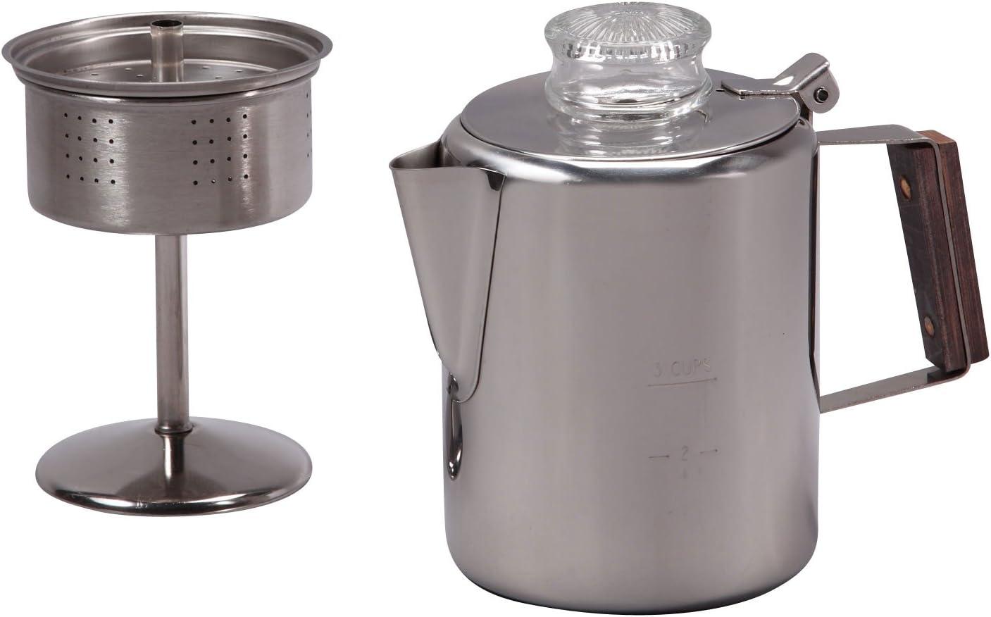 Classic Silver Stainless Steel Stovetop Coffee Percolator, 2-3 Cup