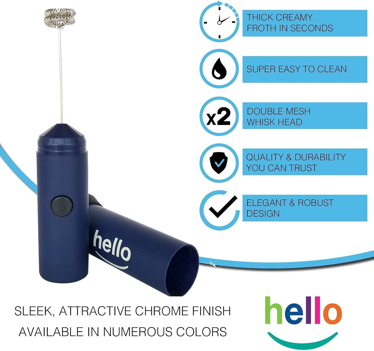 MatchaDNA Milk Frother Hello Double Whisk Head, Handheld Battery Operated Electric
