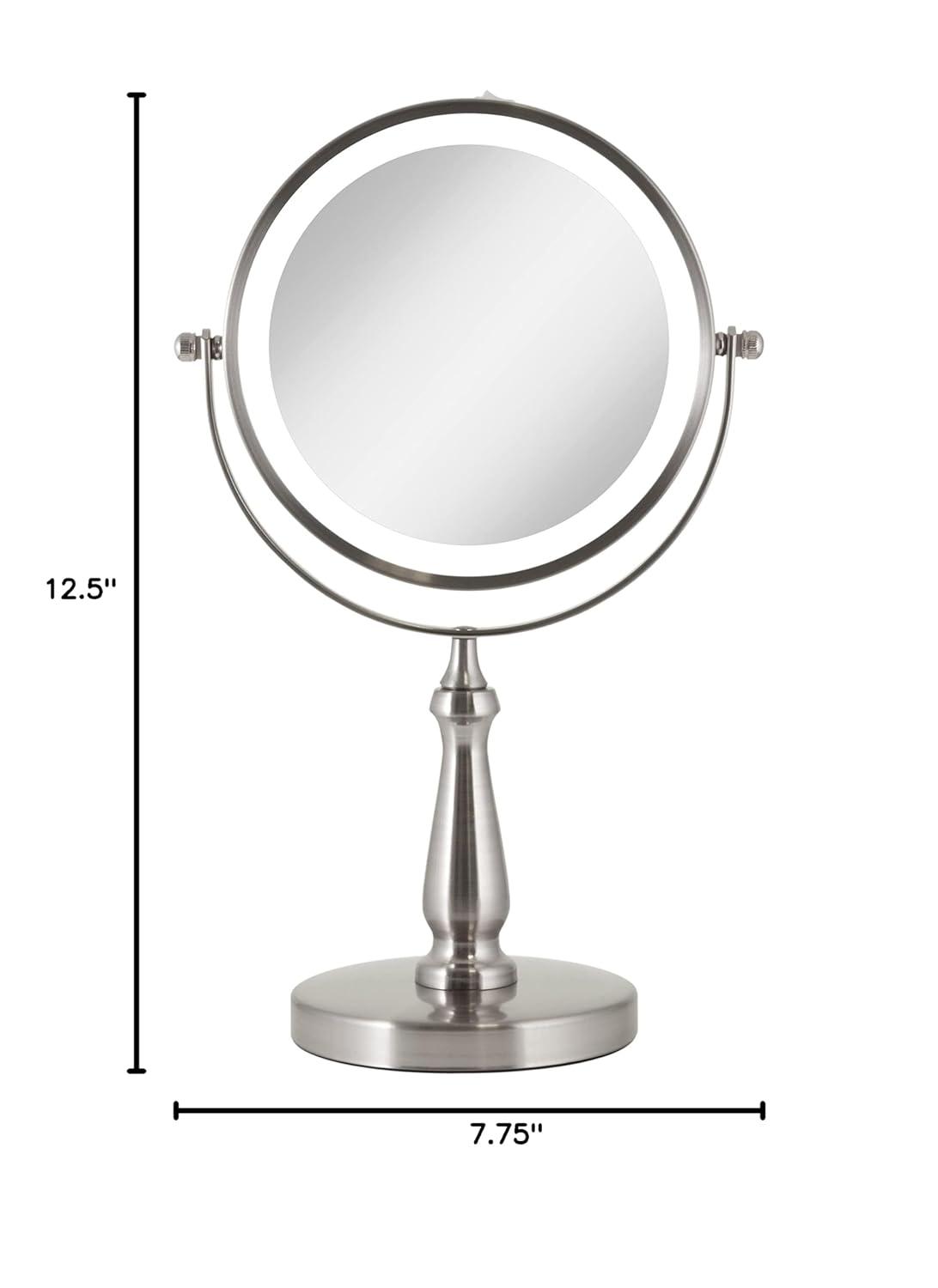 Satin Nickel LED Lighted Dual-Sided Magnifying Makeup Mirror