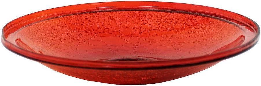 17" Reflective Crackle Glass Hanging Birdbath Bowl Red - Achla Designs: Weather-Resistant, No Assembly, Iron Chain