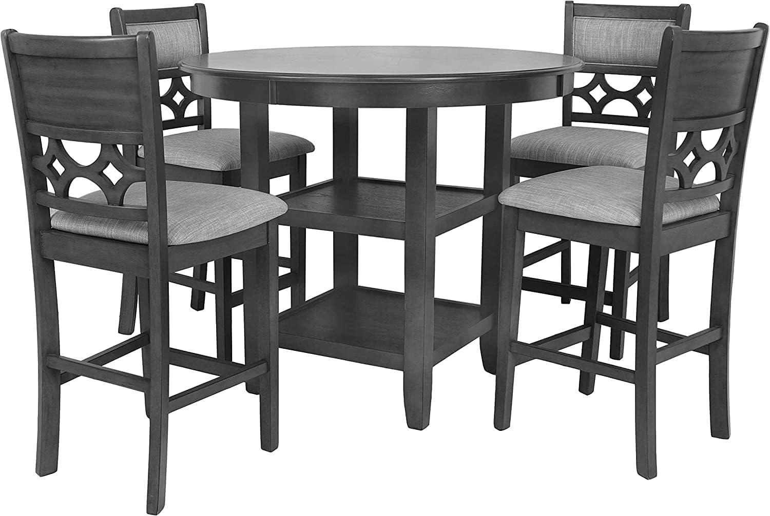 Contemporary 42" Round Gray Dining Set with 4 Padded Chairs