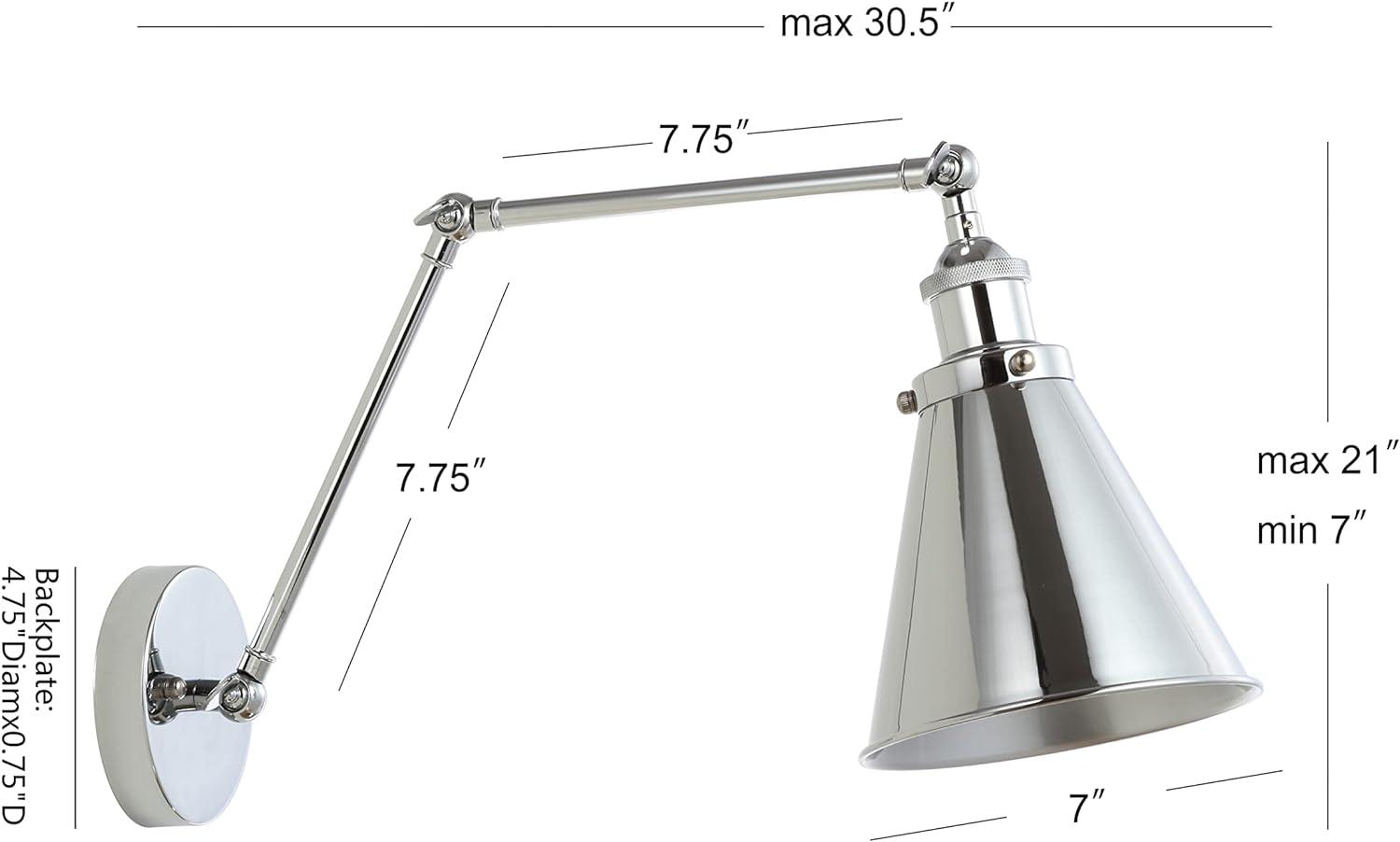 Rover 7" Chrome LED Swing Arm Wall Sconce - Polished Finish