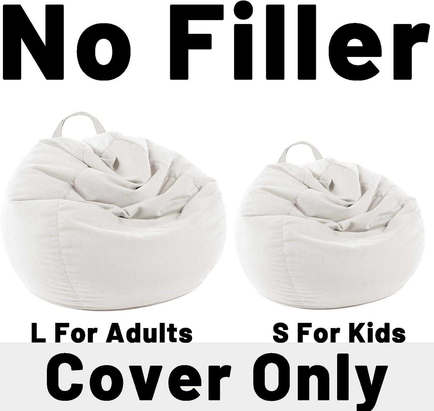 LPMOERA Stuffed Animal Storage Bean Bag Chair Cover (No Filler) for Kids and Adults.Pets Dogs/Cats Lazy Beds.Soft Premium Corduroy Stuffable Bean Bag for Organizing Children Plush Toys or Memory Foam