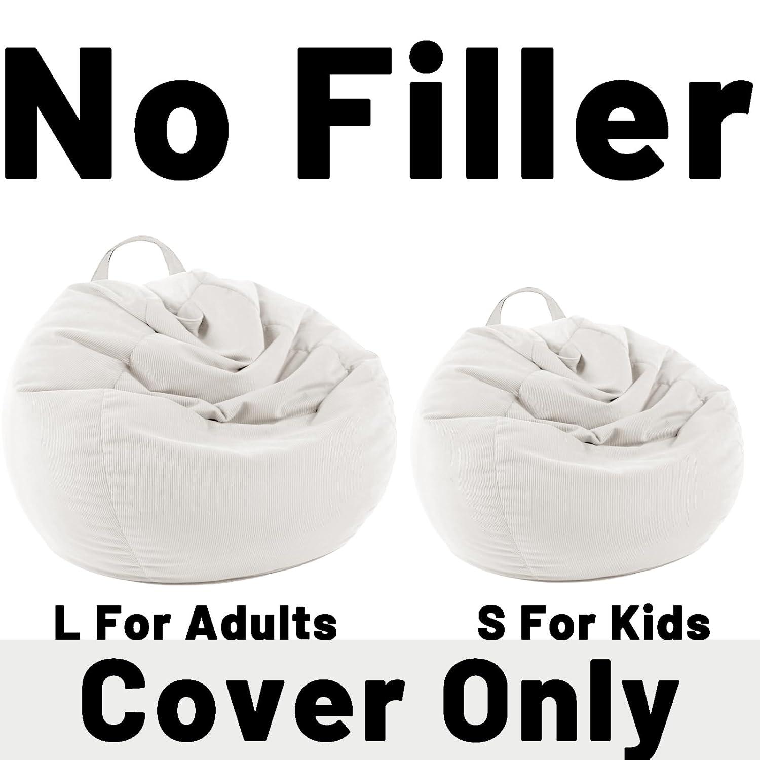 LPMOERA Stuffed Animal Storage Bean Bag Chair Cover (No Filler) for Kids and Adults.Pets Dogs/Cats Lazy Beds.Soft Premium Corduroy Stuffable Bean Bag for Organizing Children Plush Toys or Memory Foam