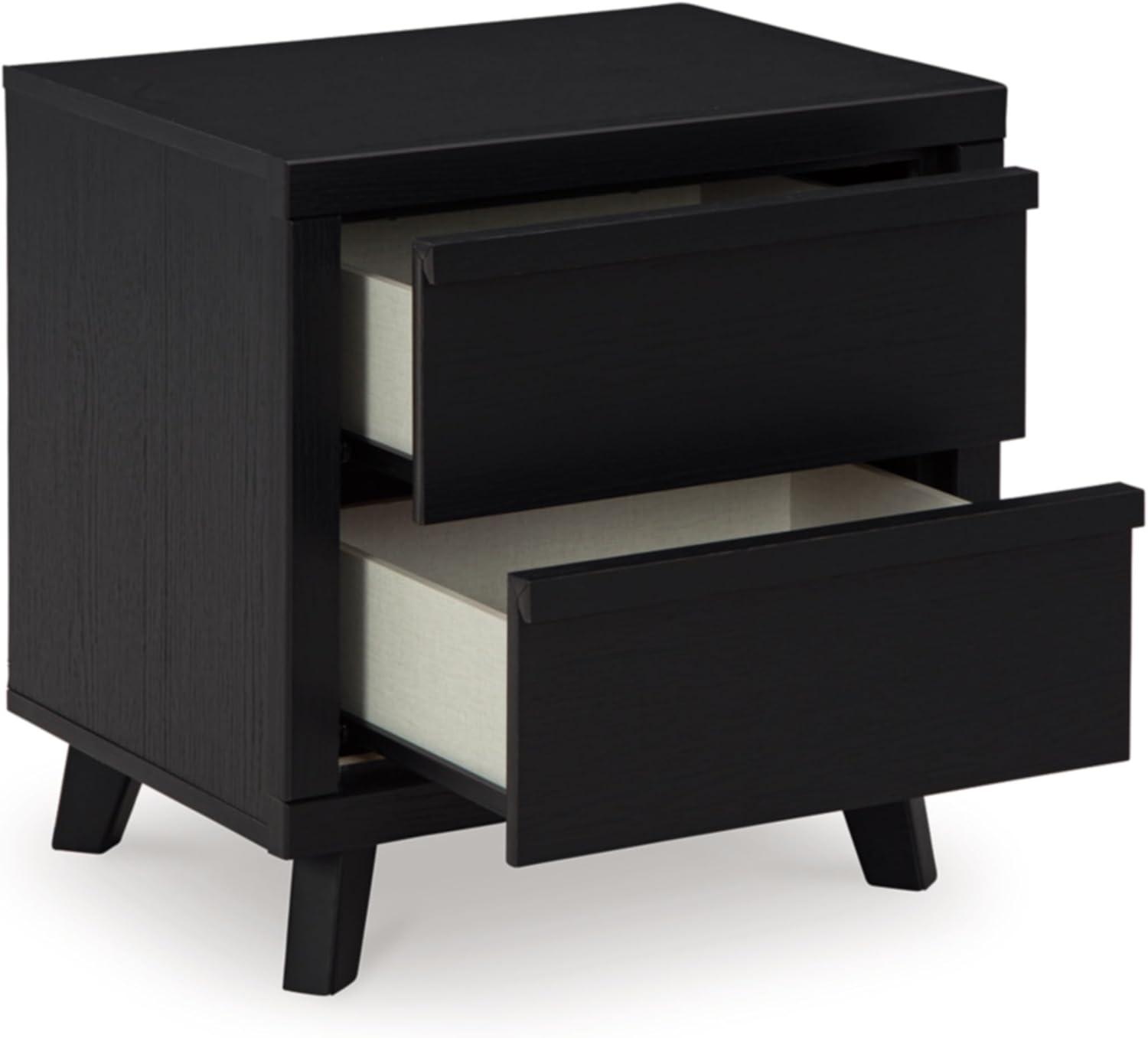 Signature Design by Ashley Danziar Modern 2 Drawers Nightstand with USB & Qi Charging Options, Black