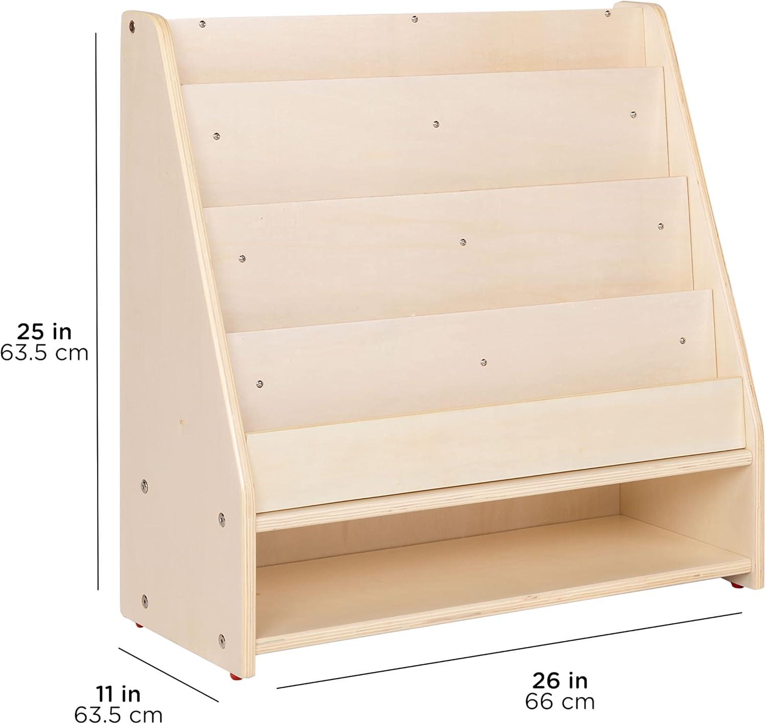 Angeles Birch Mobile 4-Shelf Book Display with Storage