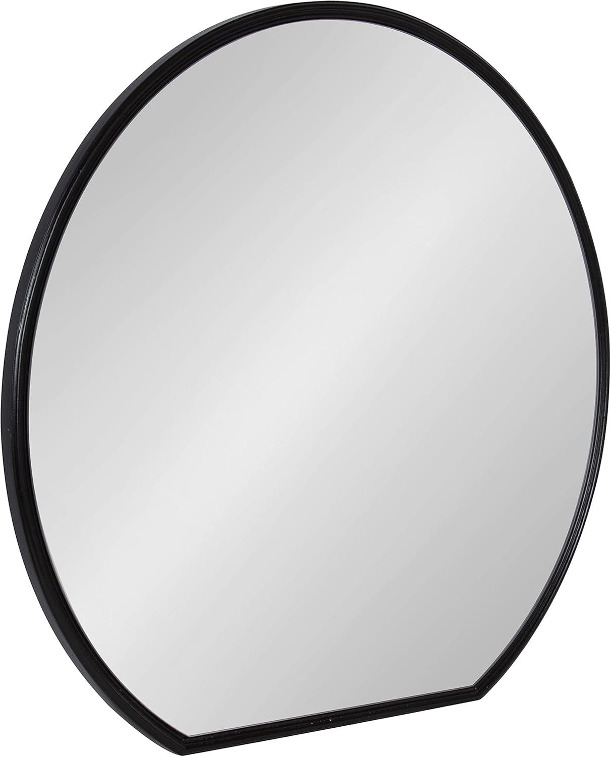 24" x 23" Caskill Flat Circle Decorative Wall Mirror Black - Kate & Laurel All Things Decor: Modern Style, MDF Frame, No Assembly Required