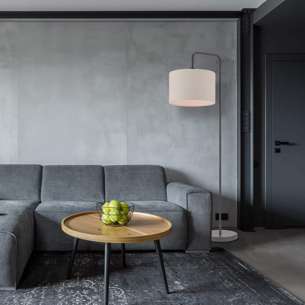 Globe Electric Barden 58" Silver Finish Floor Lamp with White Fabric Shade, 67396