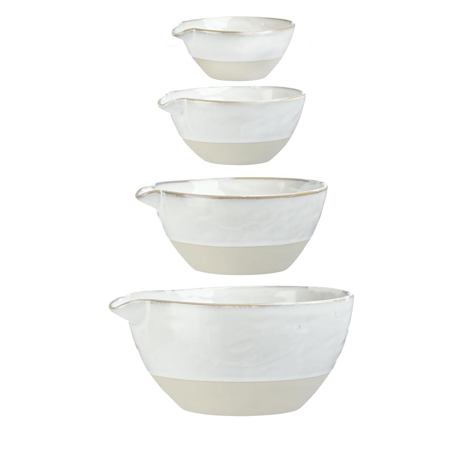 Storied Home Stoneware White Batter Bowls (Set of 4)
