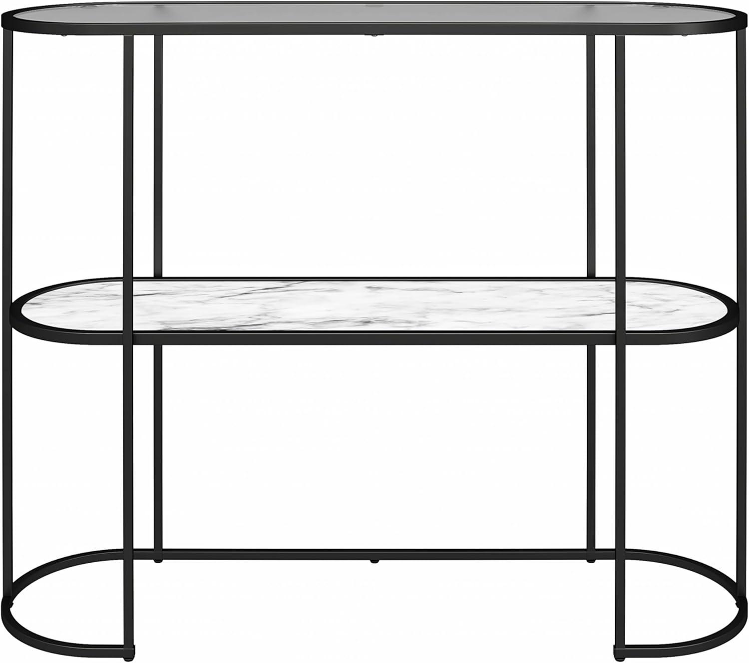 Moon Phases Console Table White Marble/Glass - Mr. Kate: Elegant Two-Tiered, Fluted Glass Top, Modern Entryway Furniture