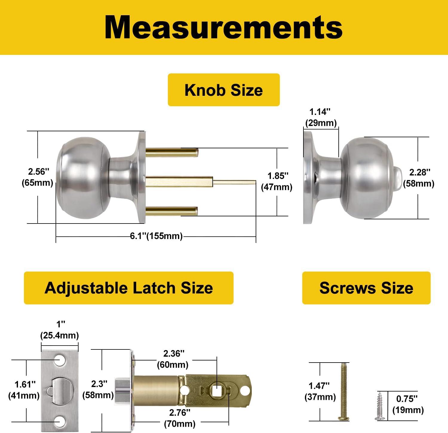 Stainless Steel Round Entry Door Knob with Key Lock