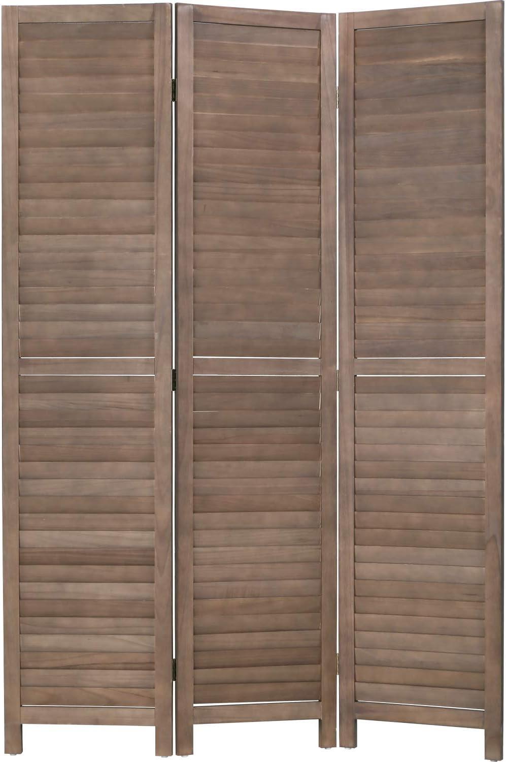 3 Panel Wood Room Divider 4.3 Ft Tall Privacy Wall Divider 67.7" x 16.9" Each Panel Folding Wood Screen For Home Office Bedroom Restaurant （Brown）