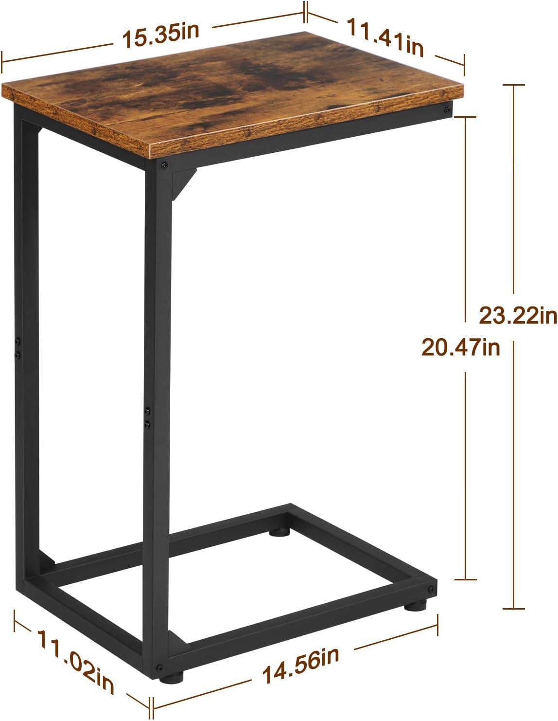 C Table Side Table Set of 2 - Couch End Tables Farmhouse Living Room Sets, Rustic Brown (YH017-30BN)