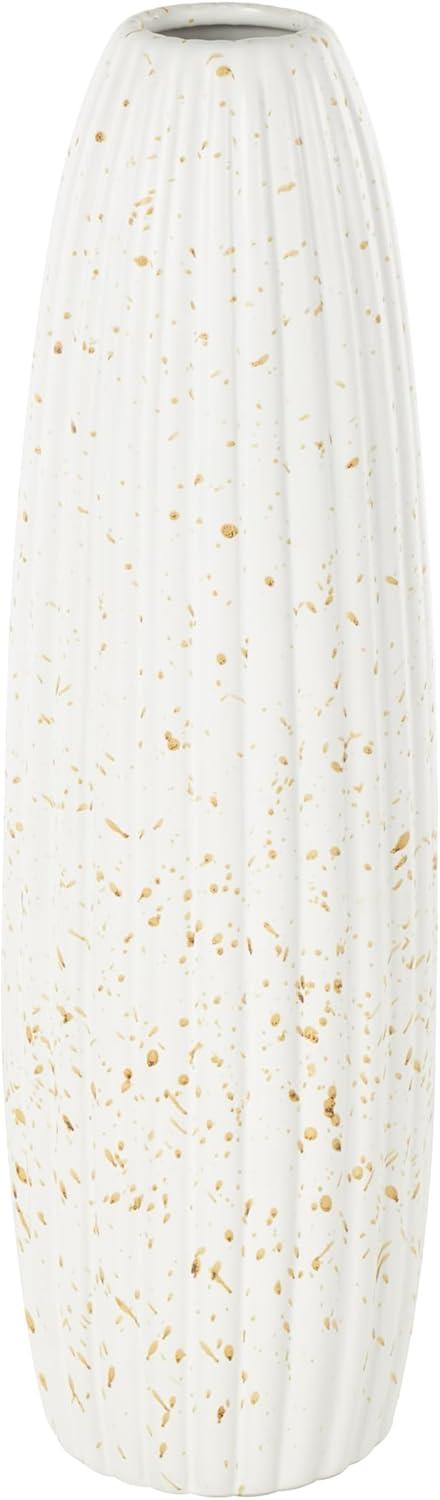 DecMode 18" Speckled White Ceramic Vase