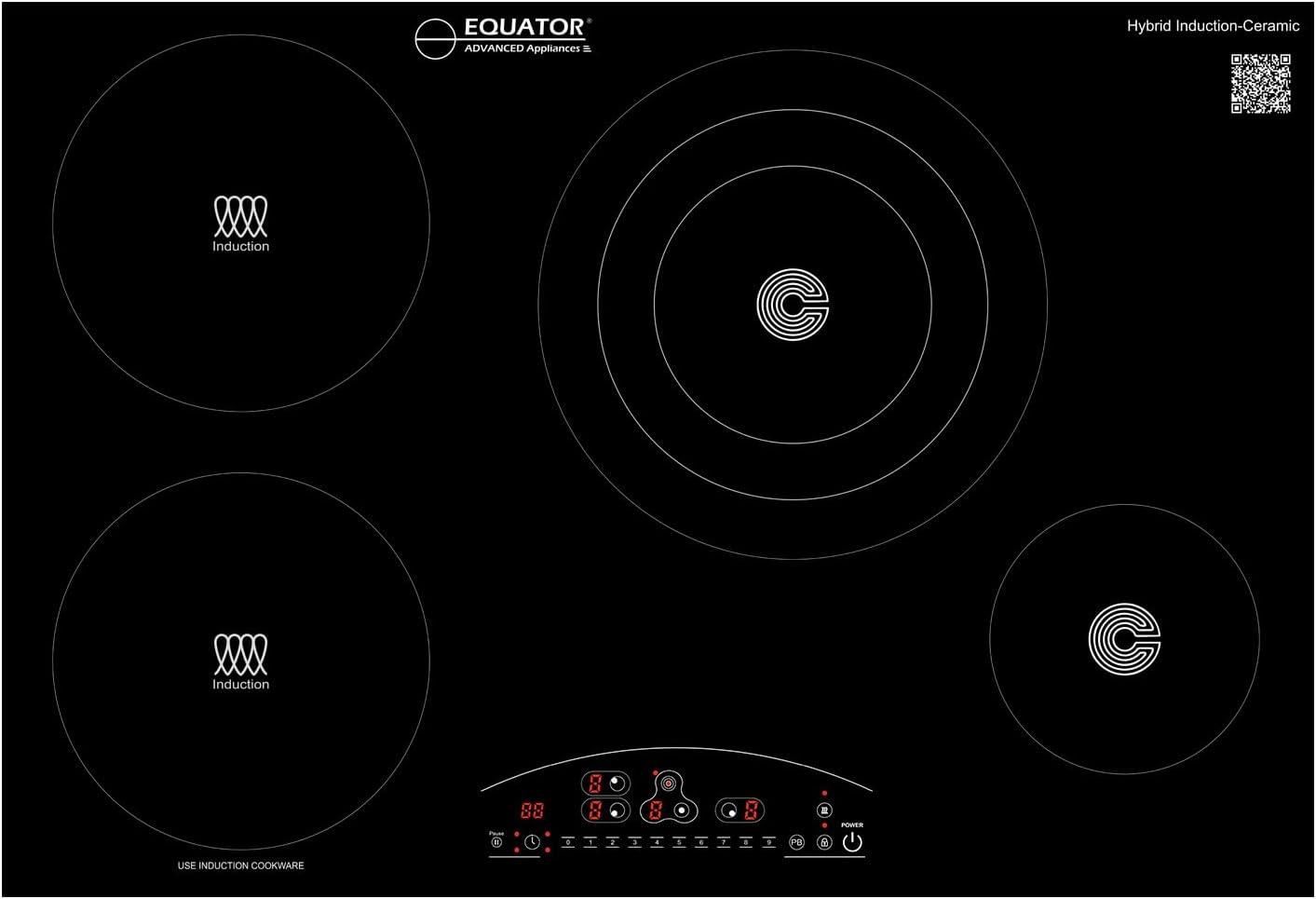 Equator 30" Black Ceramic-Induction 4 Burner Cooktop with Touch Control