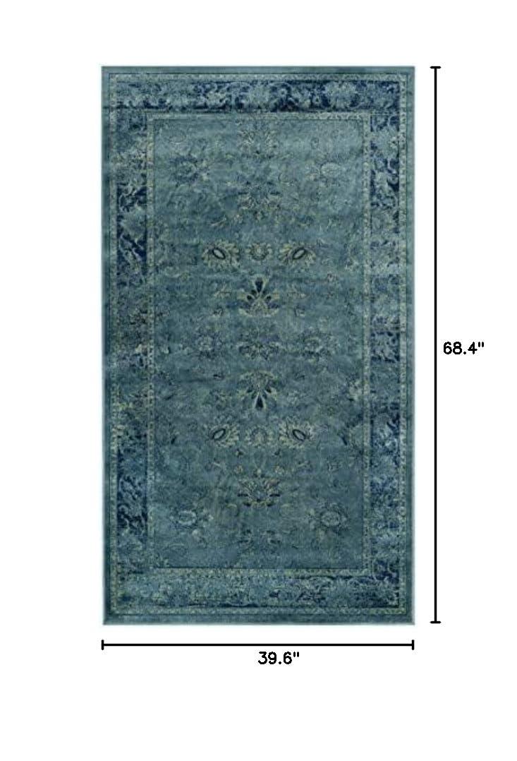 Vintage VTG117 Power Loomed Indoor Skid-Resistant Accent Rug - Turquoise/Multi - 3'3"x5'7" - Safavieh