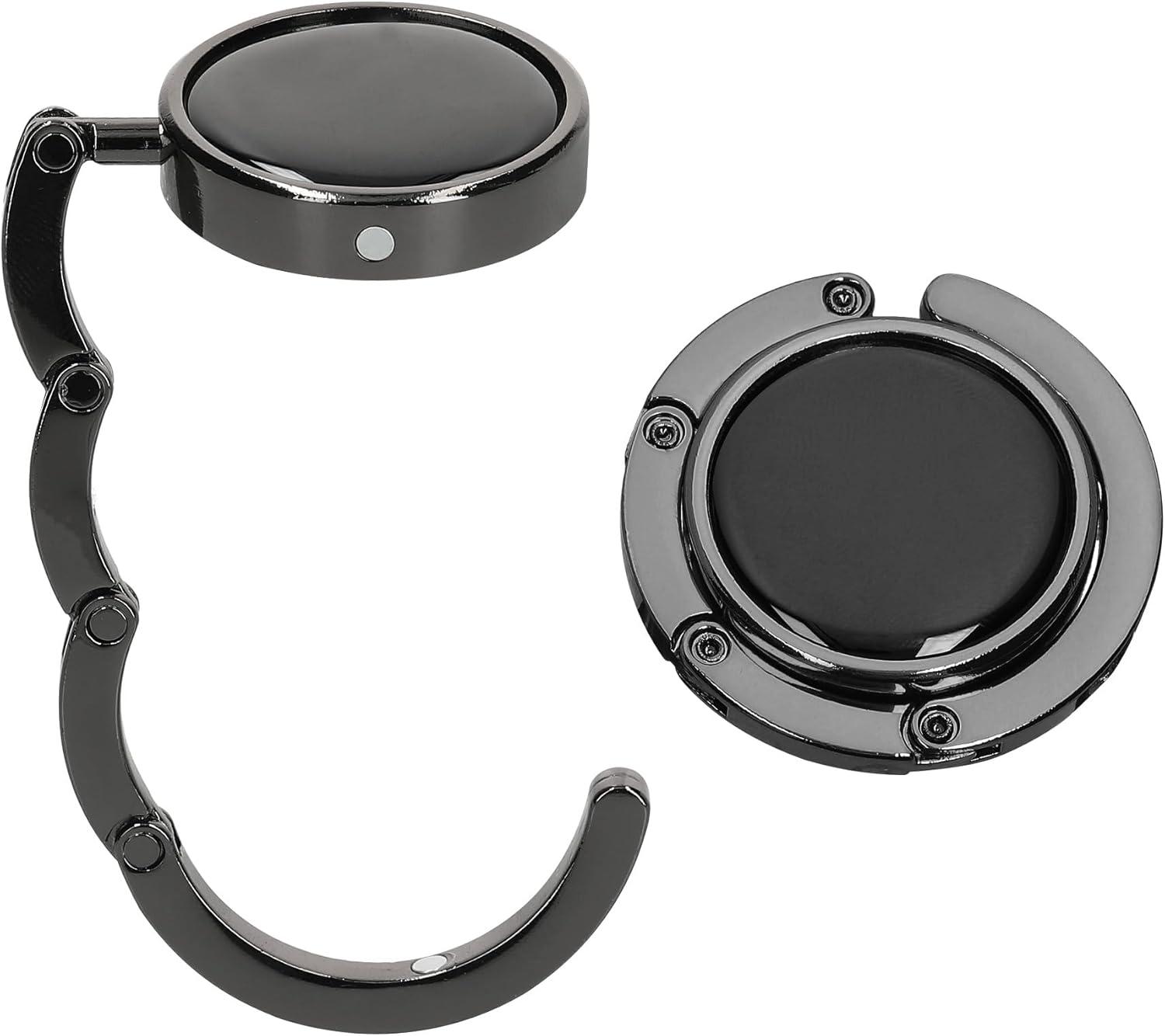 Black Folding Magnetic Purse Hook Set for Tables