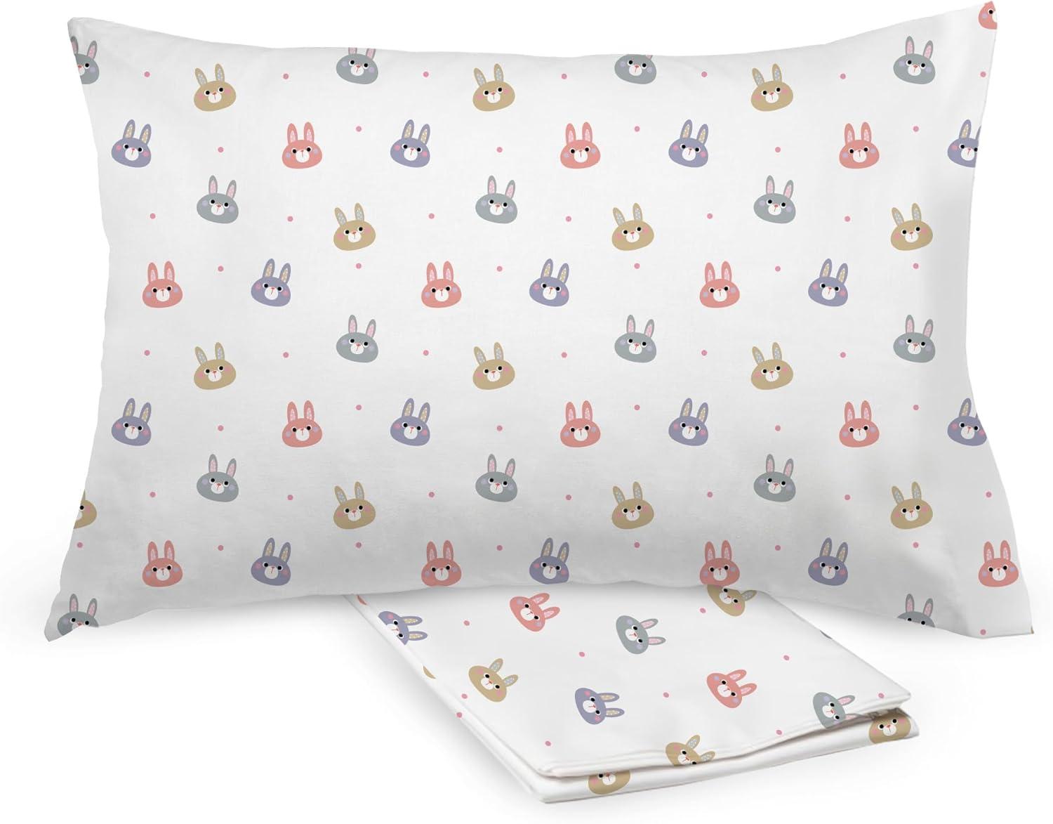 BreathableBaby Cotton Percale Pillowcase, For 13" x 18"/33 x 46 cm Toddler Pillow, Rabbits (2-Pack)