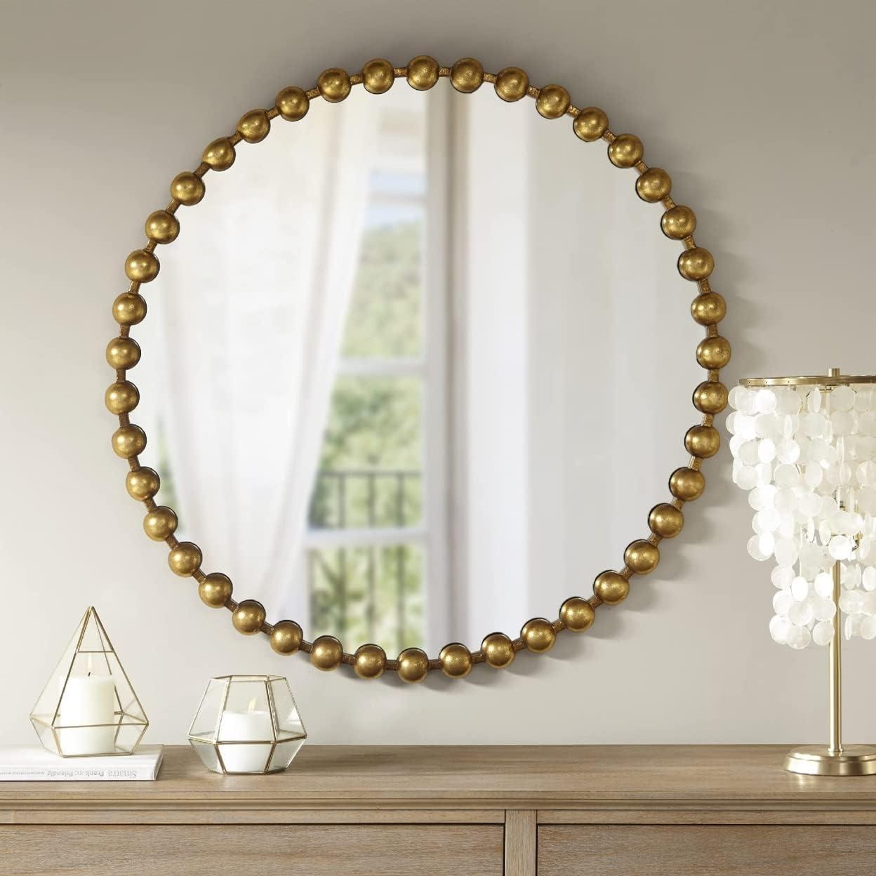 Marlowe Beaded Round Metal Wall Mirror