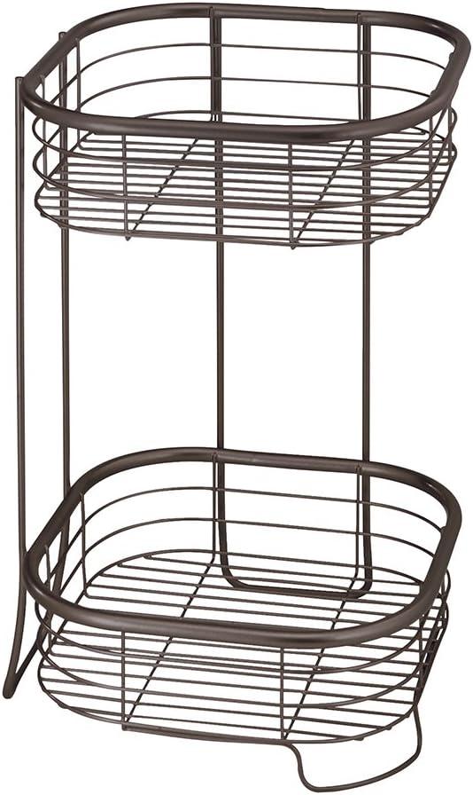 iDesign, Steel Wire 2-Tier Bathroom and Shower Square Corner Organizer Shelf, Bronze