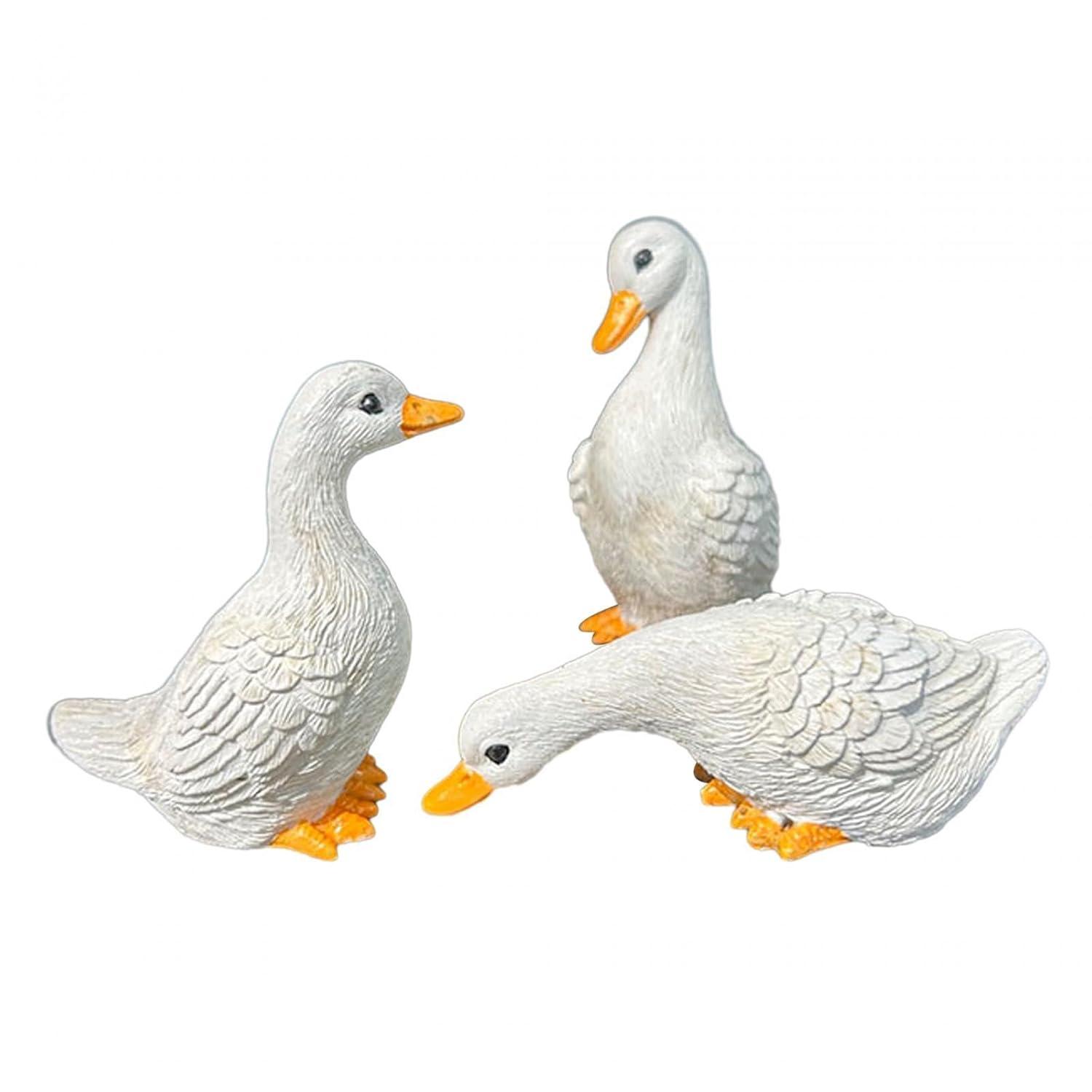 3x Resin Statues Desktop Ornaments Cute Garden Decor Duck Statues Home Decor for Farmhouse Indoors Courtyard Outside Outdoors