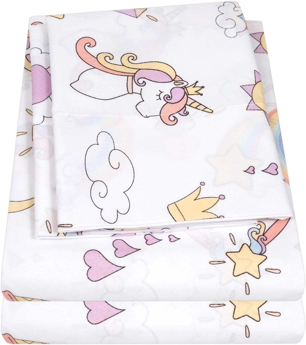 Magical Unicorn Pink Microfiber Twin XL Kids' Sheet Set