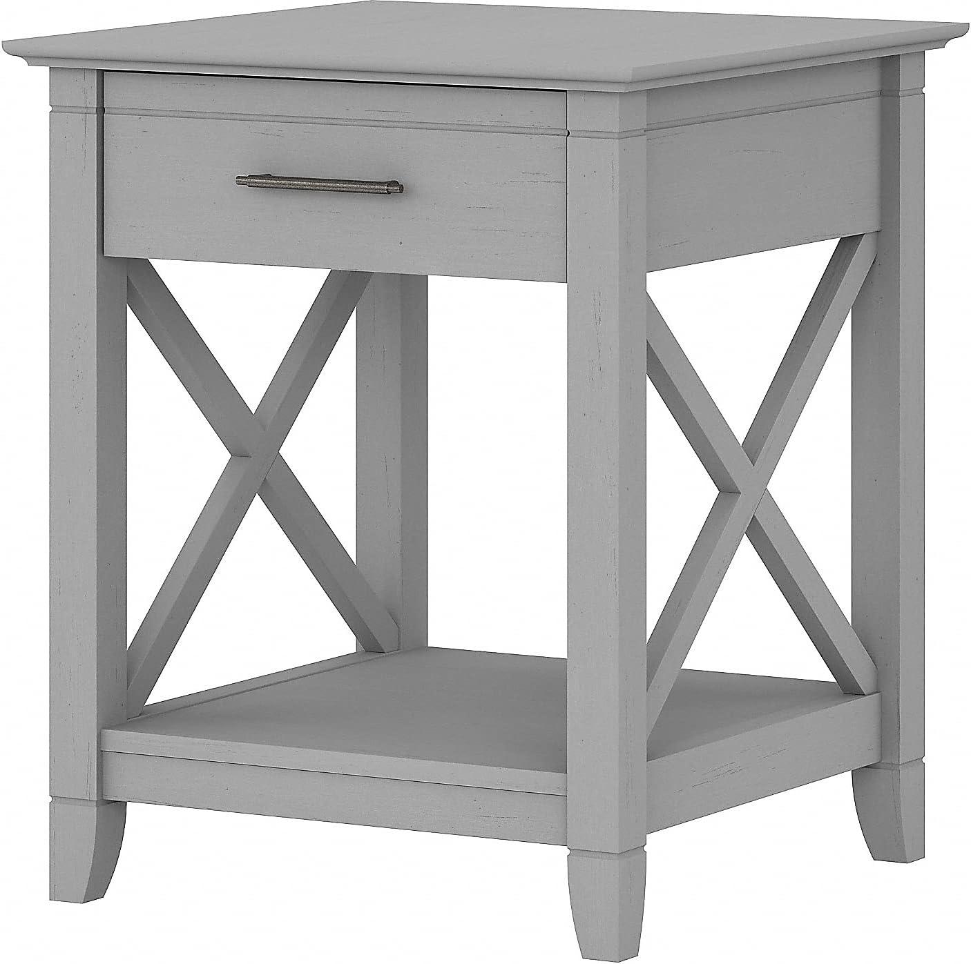 Cape Cod Gray Square Engineered Wood End Table with Storage