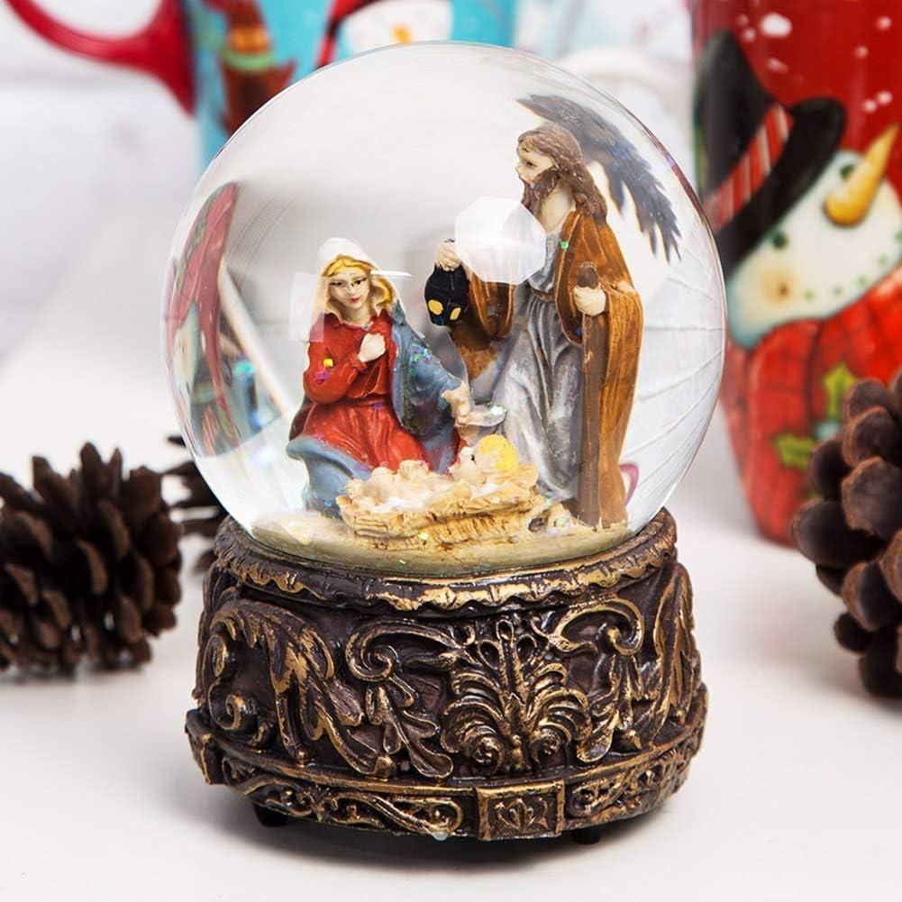 Snow Globes Glitter Water Globe Musical Snow Globe Decoration Plays Silent Night, 100 mm, Nativity